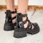 Bleeding Heart Patent Strap Sandals (Black) | Alternative Footwear