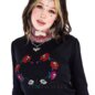 Jawbreaker Blumen-Totenkopf-Pullover (Schwarz) | Blaue Banane