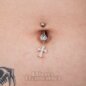 Blue Banana Surgical Steel 1.6 x 10mm Zircon Cross Navel Bar (Crystal) | Body Piercing Jewellery