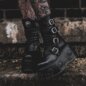 New Rock M.1473-S3 Space Black Platform Boots, Gothic Metallic Shoes