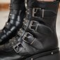 Bleeding Heart Buckle Boots (Black) | Alternative Footwear