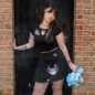 Hell Bunny X Care Bear Cheer Bear Pleated Mini Skirt (Black) | Alternative Fashion, Goth Clothing