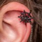 Ohrring mit Spinnennetz-Kette (Schwarz) | Alternative Mode, Gothic-Kleidung