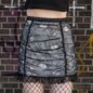 Jawbreaker Ruched Lace Mini Skirt (Black/White) | Alternative Fashion, Goth Clothing
