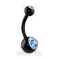 Blue Banana Body Piercing Para Ombligo de 1.6mm Acrílico Negro con Doble Joya - Aguamarina