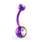 Blue Banana Purple Coloured Titanium 1.6mm Double Jewelled Navel Bar (Aurora Borealis)